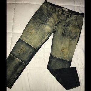 Free People Dark Destroyed Skinny Ankle Jeans